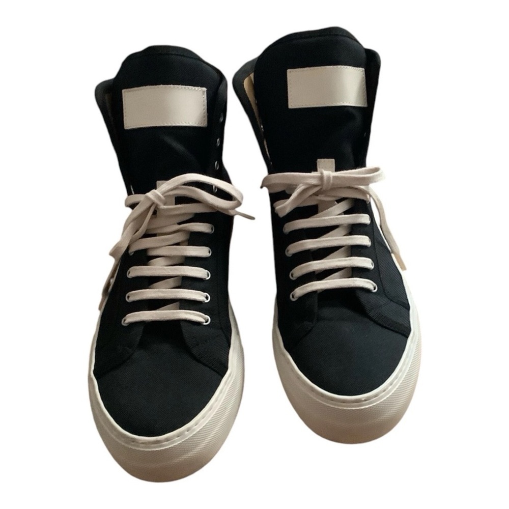 Woman By Common Projects Black Canvas High Top Sneakers Sz. 41 Style 414…​​​